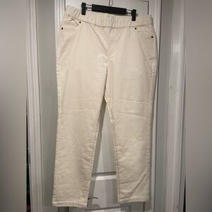 NWOT Serengeti Size 18 Cream Elastic Waist Stretch Corduroy Straight Leg Pants